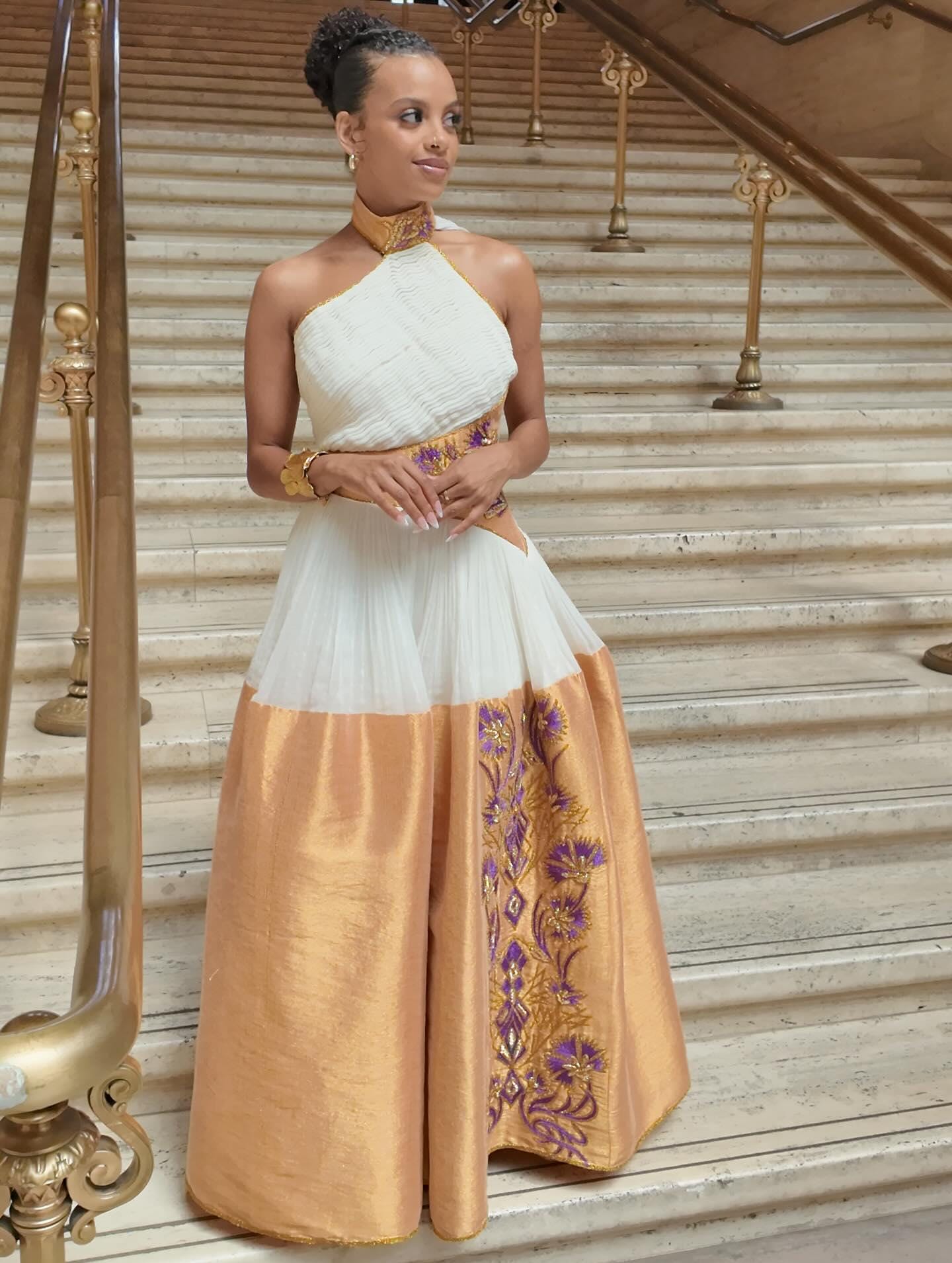green emerald velvet dress Golden Yellow Wide Tilet Habesha Dress Modern Habesha KemiS Ethiopian Dress Style Traditional Habesha Libs XL main image 0