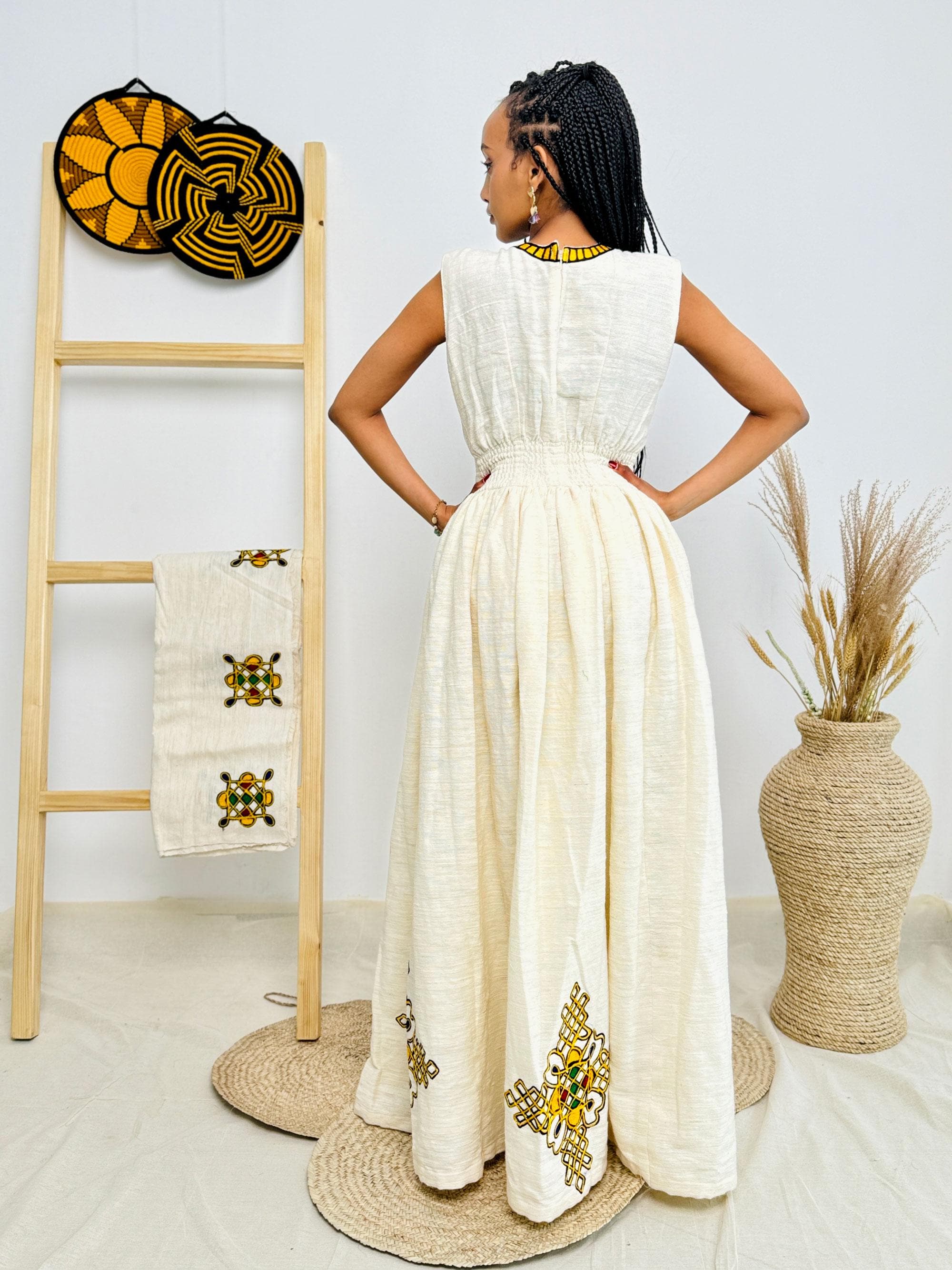 Modern Shape Habesha Dress with Stylish Design Chic Ethiopian Dress for Contemporary Elegance Habesha KemiS Hab16
