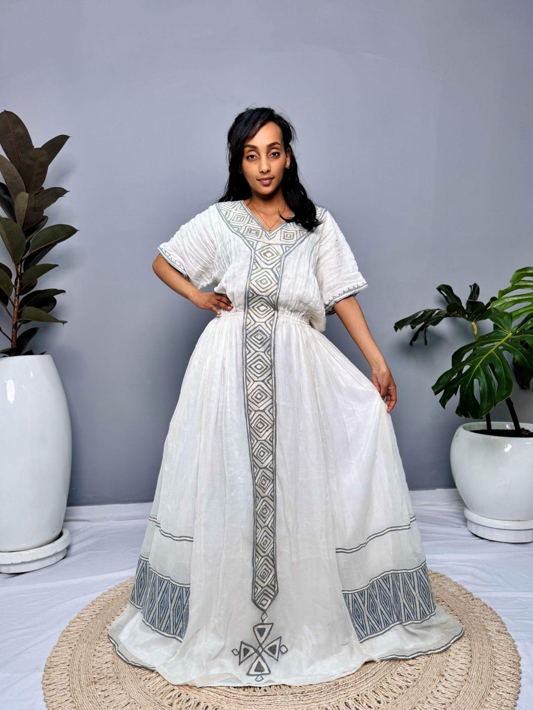 ワンピース Ethiopian dress Ethiopian Dress| Simple Gold Habesha Kemis | Traditional