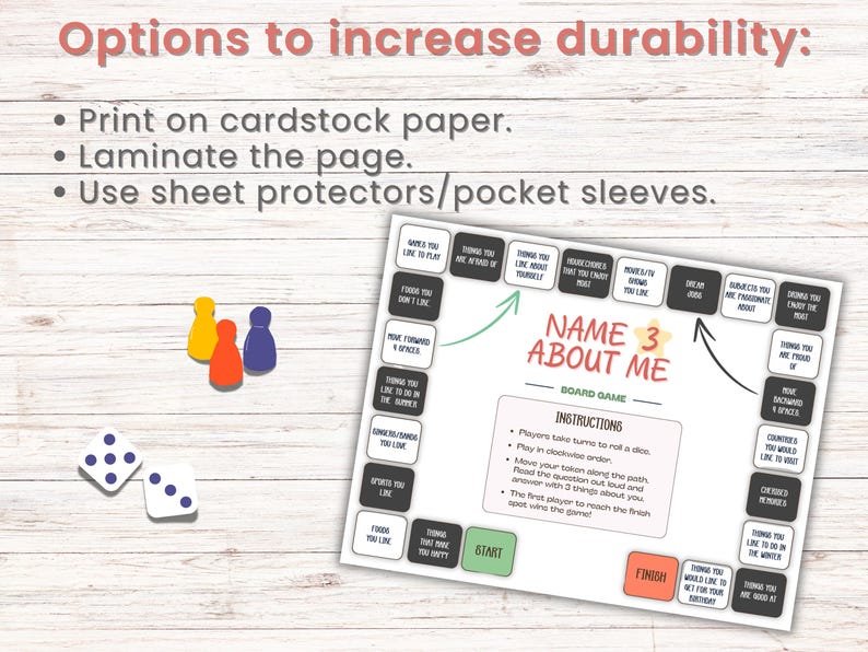 Getting to Know You Board Game Printable Name 3 About Me Back to School ...