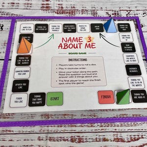 Getting to Know You Board Game Printable | Name 3 About Me | Back to ...