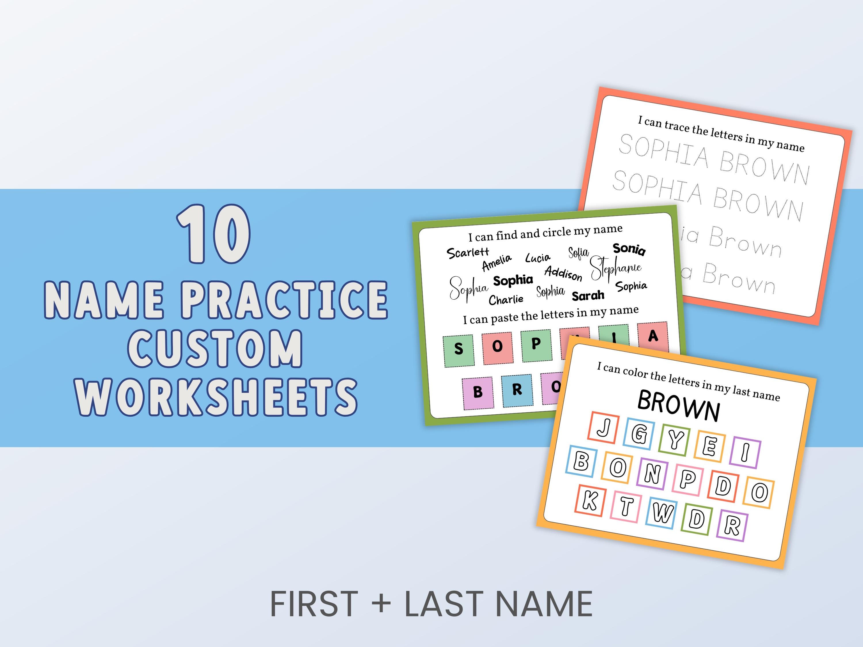 Custom Name Tracing Worksheets Pack, Personalized Preschool Name ...