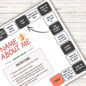 Getting to Know You Board Game Printable | Name 3 About Me | Back to ...