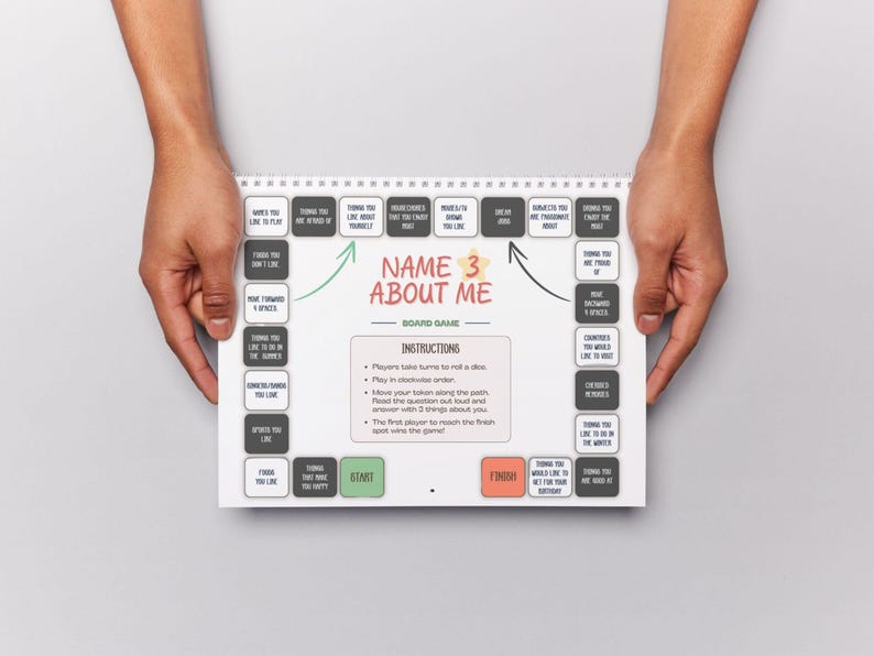 Getting to Know You Board Game Printable Name 3 About Me Back to School ...