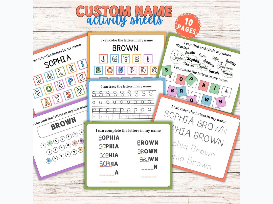 Custom Name Tracing Worksheets Pack, Personalized Preschool Name ...
