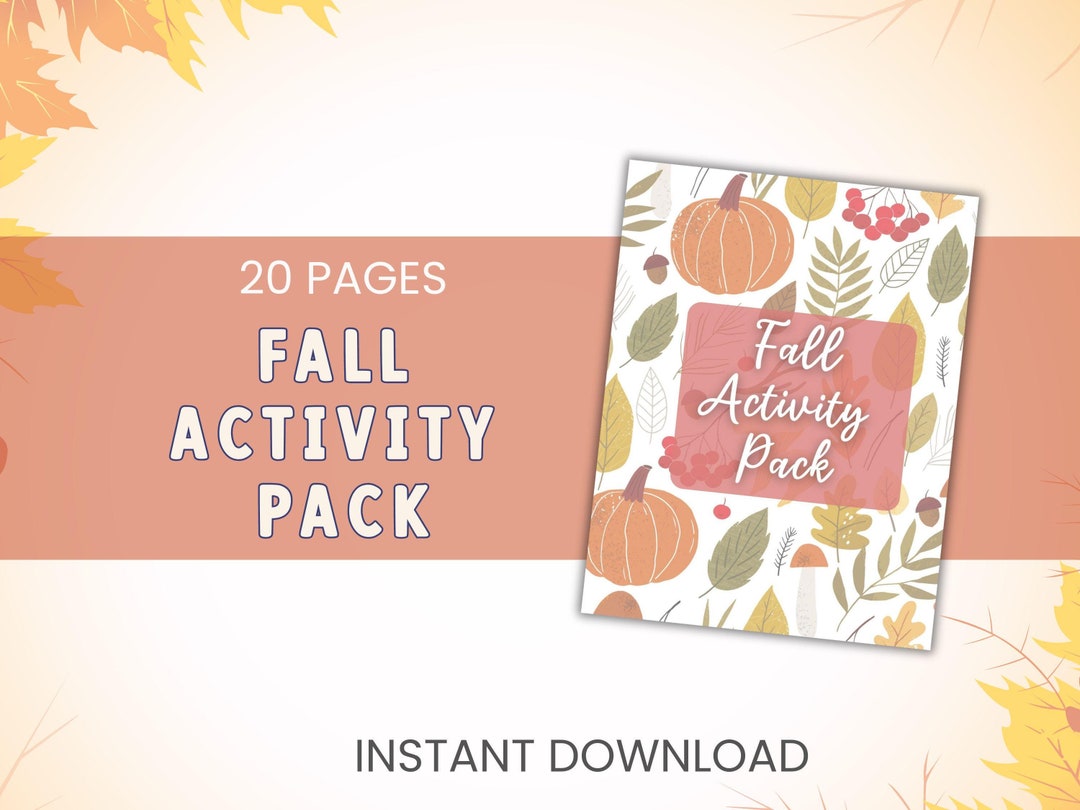 Fall Activity Book for Kids, Autumn Games Bundle Pack, Printable ...