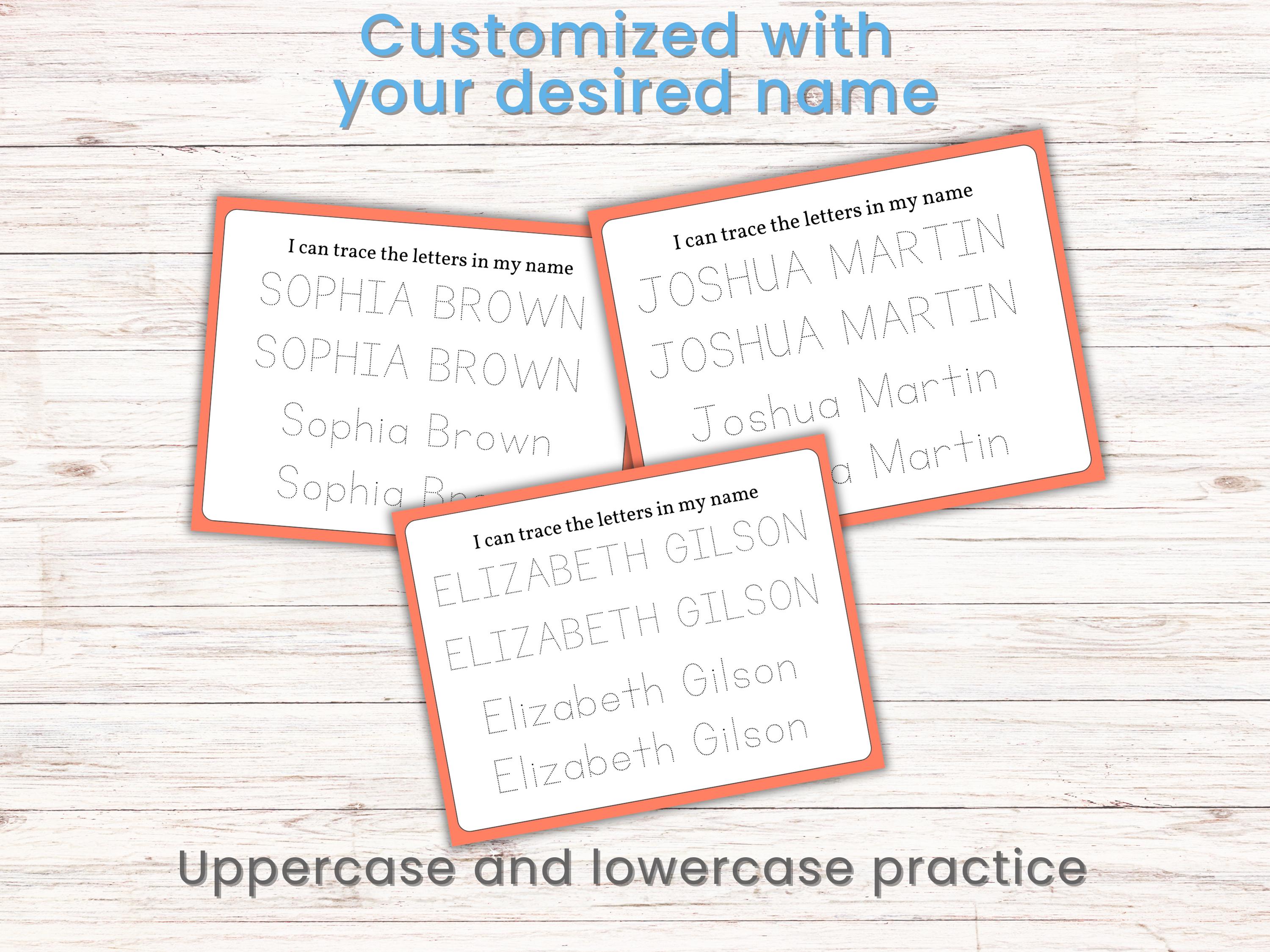 Custom name tracing worksheets pack personalized preschool name