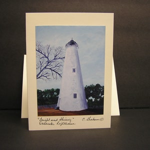 Ocracoke Lighthouse- NC  Lovely All Purpose Greeting Card for Lighthouse Lovers - Handmade With Pride