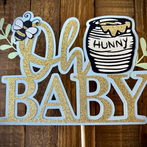 Winnie the Pooh baby shower cake topper classic Pooh cake topper oh baby cake topper Pooh centerpiece personalized baby shower cake topper