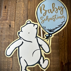 Winnie the Pooh baby shower cake topper classic Pooh cake topper oh baby cake topper Pooh centerpiece personalized baby shower cake topper