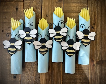 Winnie the Pooh Napkins Bee Baby Shower Winnie the Pooh Baby Shower Bee Party Decor Bee Napkin and Utensil Set
