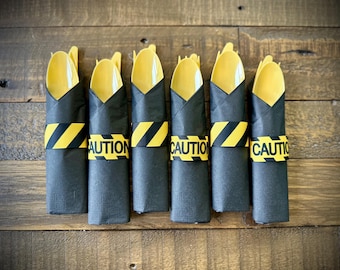 Construction Napkins Construction Birthday Party Construction Party Decor Construction Utensil Set Caution Napkins Dump Truck Birthday