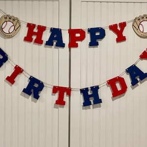Birthday Baseball Banner Baseball Party Decor Happy Birthday Banner
