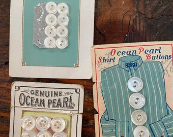 Vintage mother of pearl buttons -3 sets-on card