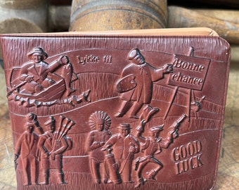 1950’s vinyl embossed wallet w good luck symbols