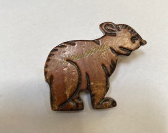 Vintage Yellowstone wooden bear pin