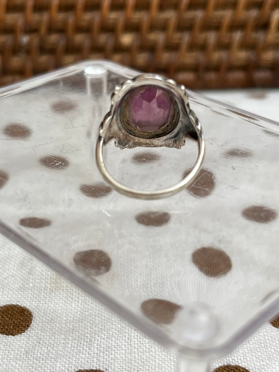 Amethyst sterling cut steel ring - image 2