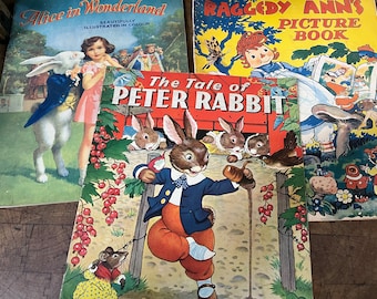 1938 Raggedy Ann, Peter Rabbit,Alice in wonderland picture books