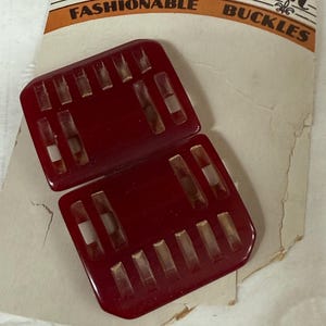 Vintage Bakelite  red carved double buckle