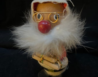 Vintage wooden nodder Santa w presents