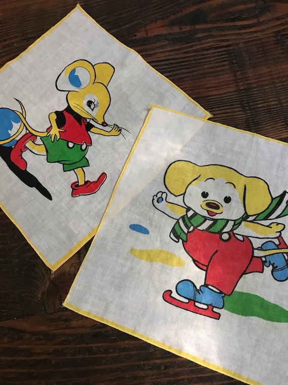 50's childs hankies mouse and dog with bonus