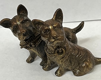 Pair of brass Scotty dog figurines