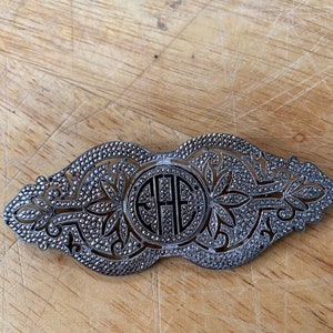 Antique cut steel deco sterling brooch pin