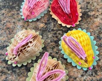 vintage crepe paper accordion fold bunnies cupcake toppers