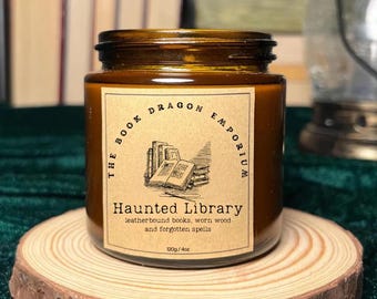 Haunted Library Candle: Leather Books & Worn Wood - Dark Academia Soy Wax