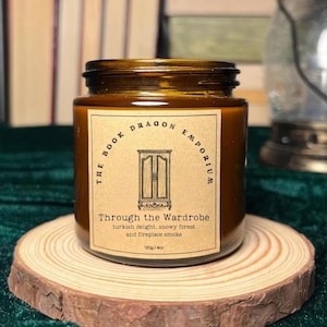 Vela de Narnia / A través del armario / Vela perfumada de cera de soja con temática de libros / Regalos acogedores para amantes de los libros / Regalo clásico iluminado / Las crónicas de Narnia