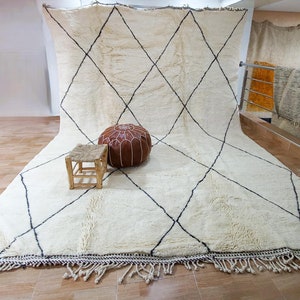 Handwoven Beni Ourain Rug: Moroccan Berber Wool Carpet, Custom Size