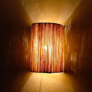 Handmade Raffia Wall Sconce: Moroccan Boho Light