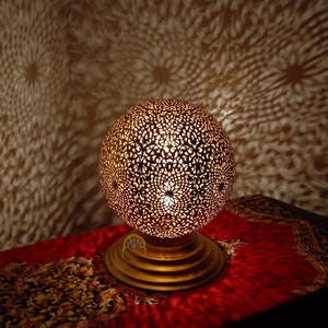 Handgemaakte Marokkaanse messing tafellamp: boho-decorverlichting
