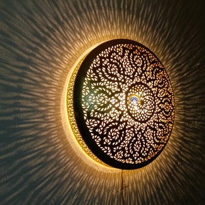 Handmade Moroccan Brass Wall Sconce: Art Decor Lighting