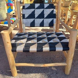 Set of 2 Wooden Armchairs Handmade Outdoor Boho armchair Wooden Garden Seat Decor Styl Farmhouse armchairs, Shaise en bois marocaine
