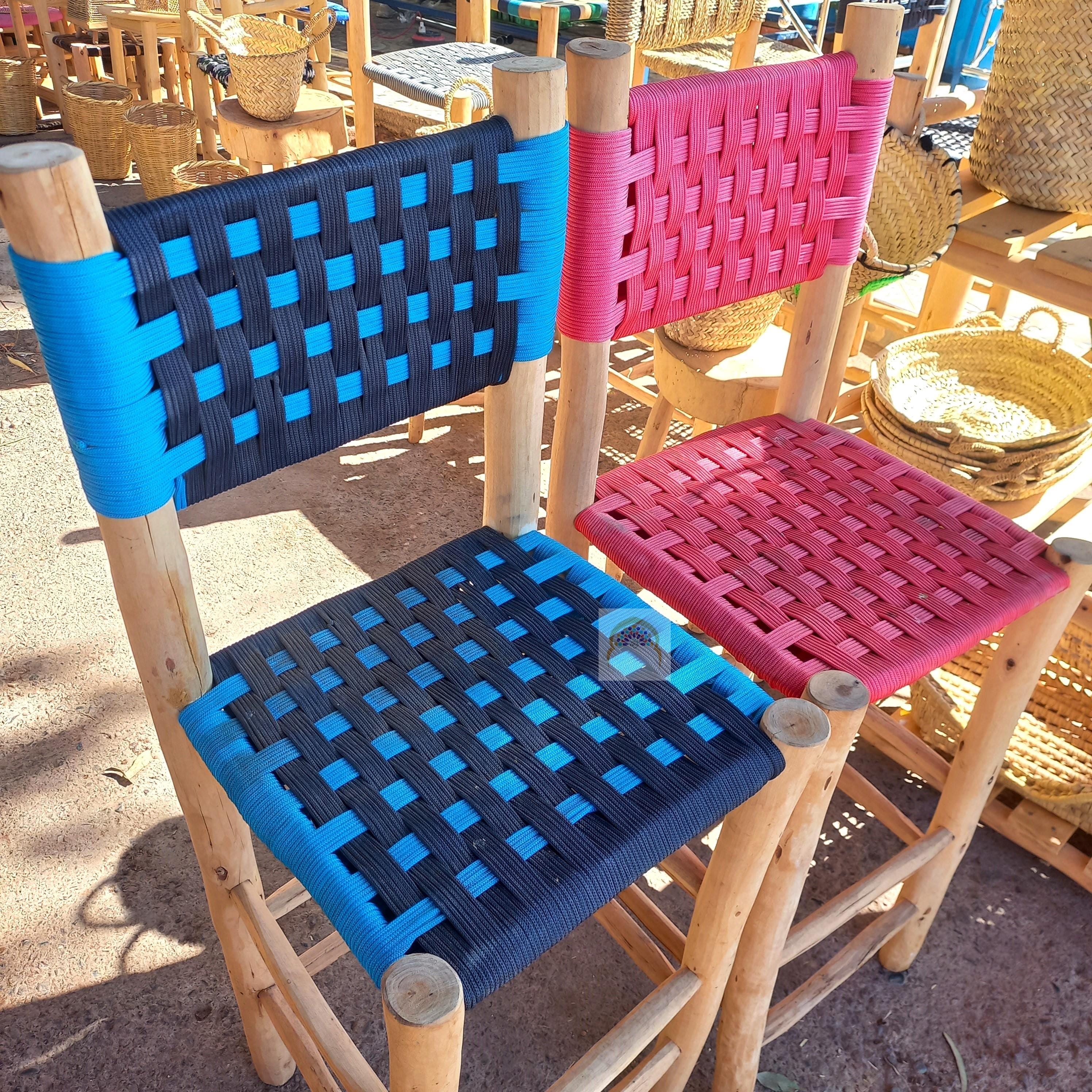 Moroccan Lemonwood Bar Stool With Back: Farmhouse Kitchen Decor