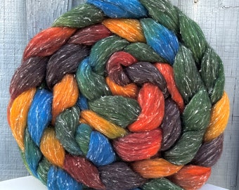 Handpainted South American Wool/Viscose Roving, Top, "Brook Trout"