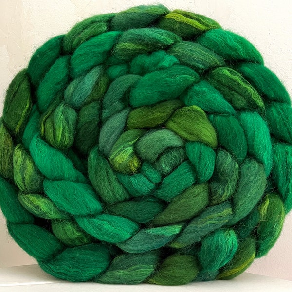 Handpainted Blue Face Leicester, Firestar, Roving, Top, "Emerald City"