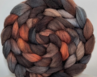 Handpainted Blue Face Leicester Roving, &quot;Timber Wolf 2&quot;