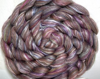 Wool, Merino, Tussah Silk Top, Roving, "Kaleidoscope"