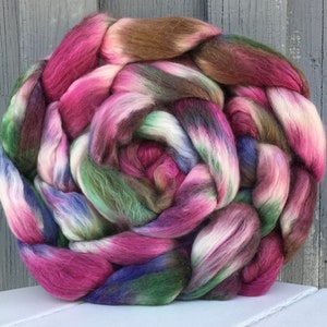 Handpainted Merino/Silk Top, Roving, Blackberry Patch image 1