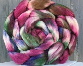 Handpainted Merino/Silk Top, Roving, "Blackberry Patch"