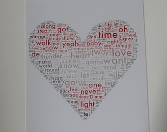 Vienna 2015 Eurovision Song Contest Lyric Heart Word Cloud Print A4 Unframed