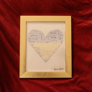 Kyiv 2017 Eurovision Song Contest Lyric Heart Word Cloud Print A4 Unframed