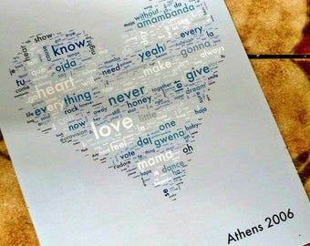 Athens 2006 Eurovision Lyrics Word Cloud A4 Print (Unframed)