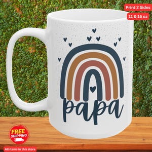Papa Rainbow Mug  Personalized Coffee Mug for Dad, Colorful Gift for Father Day, Unique Papa Mug for Father  Birthday