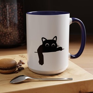 Black Cute Cat Coffee Mug, Kitty Lover Gift, Black Cat Coffee Cup, Cat Mom Present, Animal Theme Kitchen Decor, Cat Lady Novelty Item