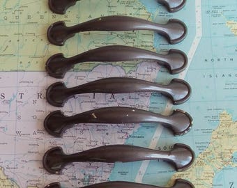 SALE! 8 slim vintage brass/metal handles