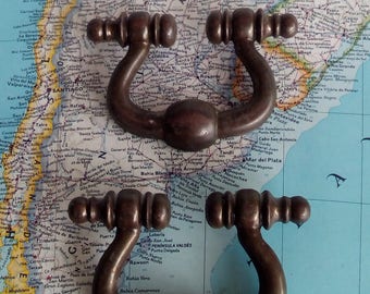 SALE! 2 U-shaped vintage brass/metal handles