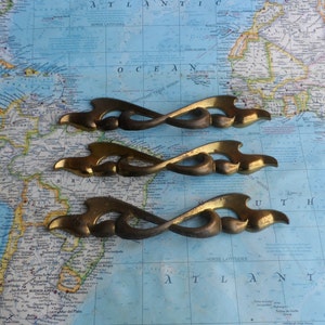 SALE! 3 wide mid century brass metal handles